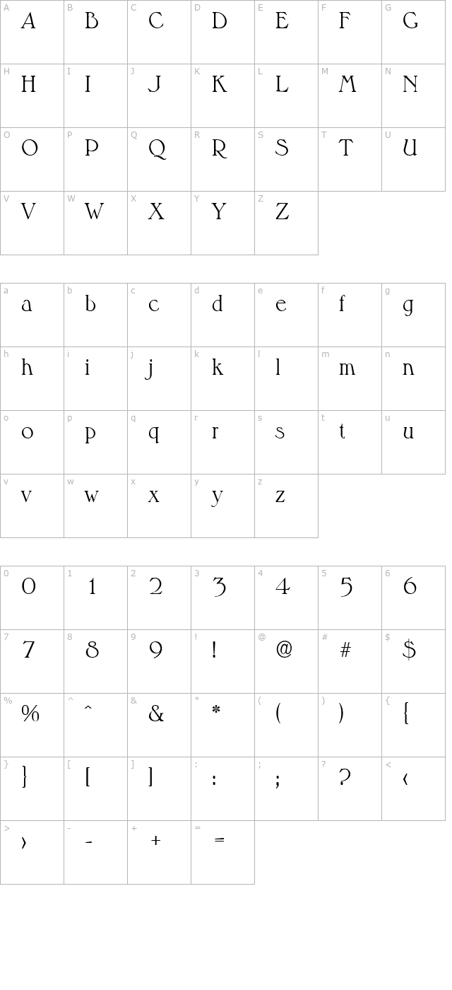 HenryBecker-Light character map