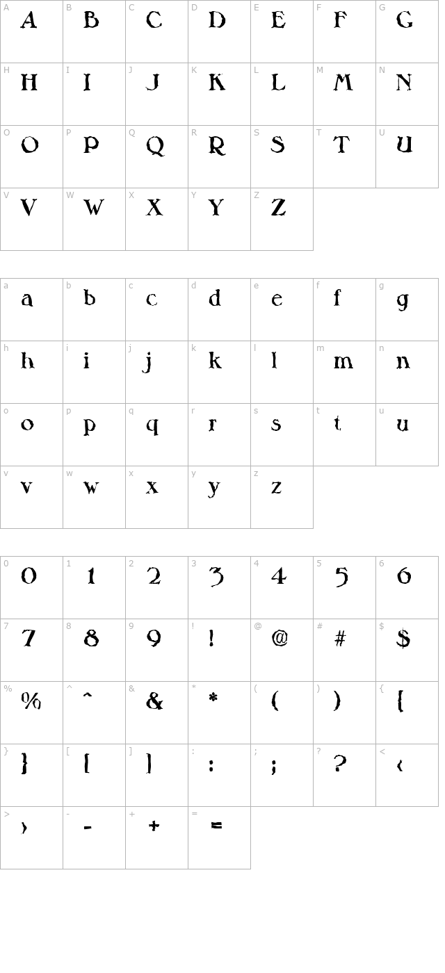 henrybeckerrandom-bold character map