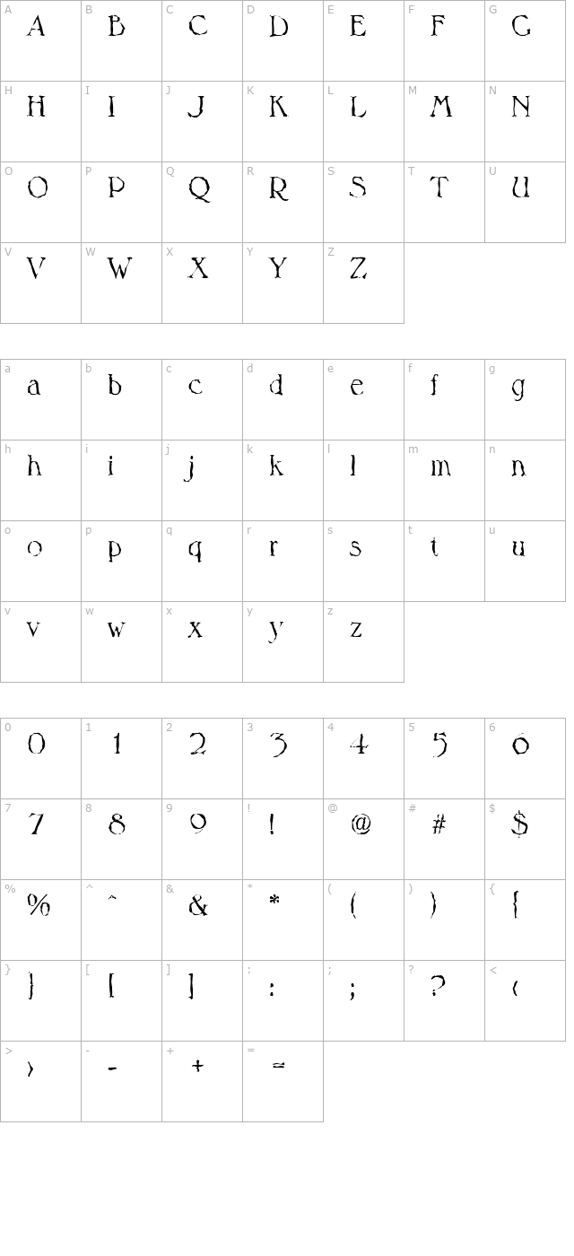 HenryBeckerRandom-Light-Regular character map