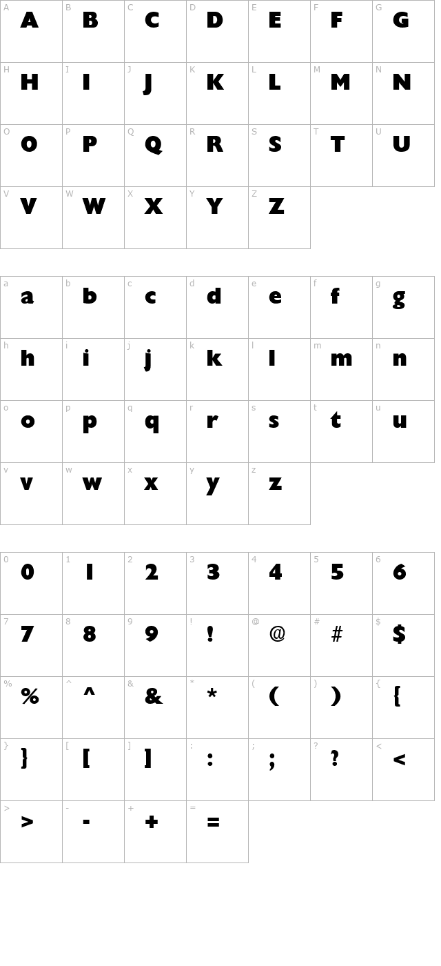 herald-regular character map