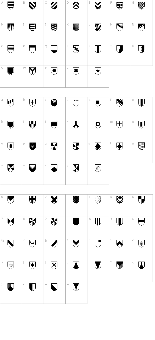 Heraldic character map