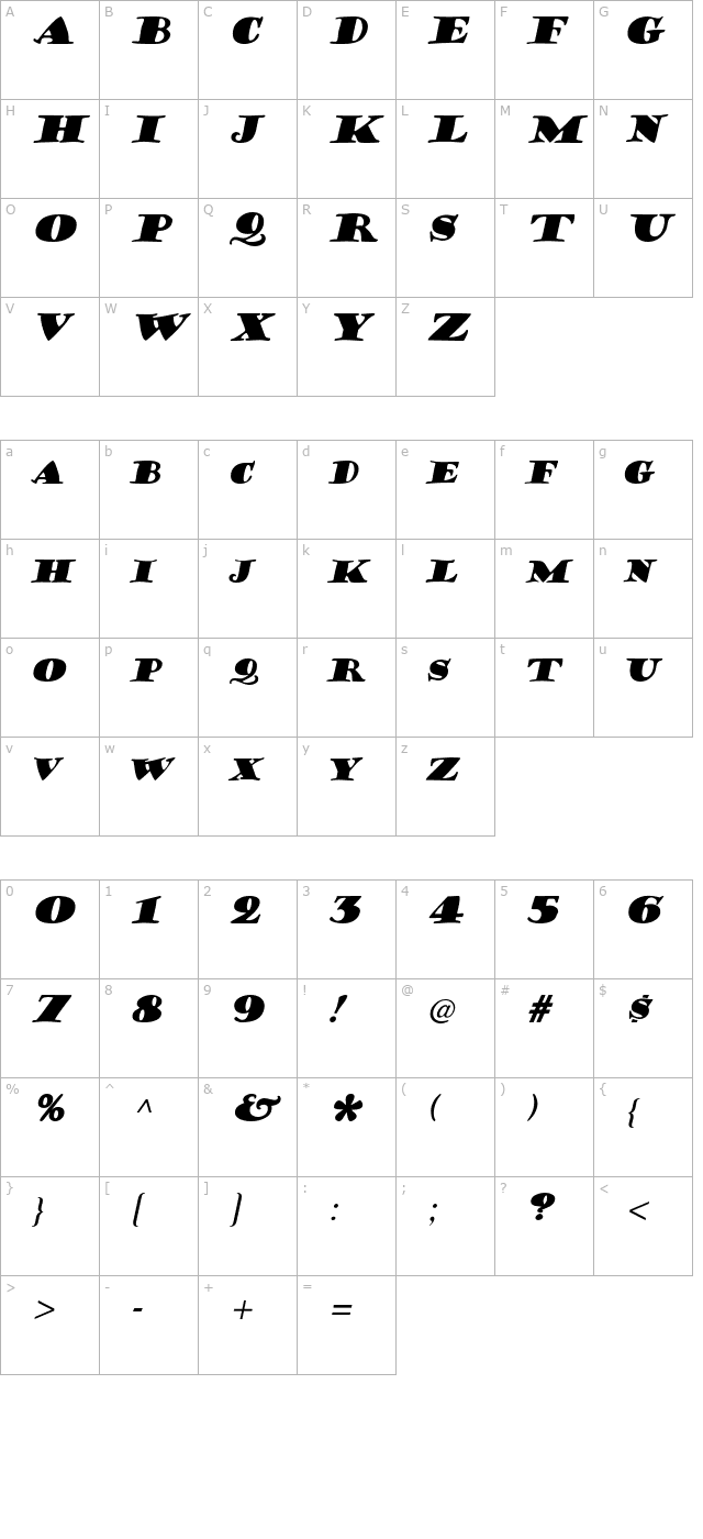 hermann-bold-italic character map