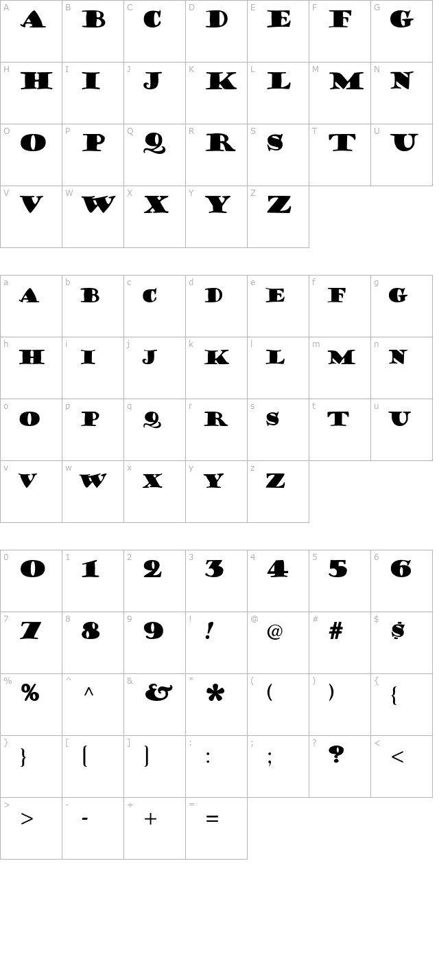 Hermann Bold character map