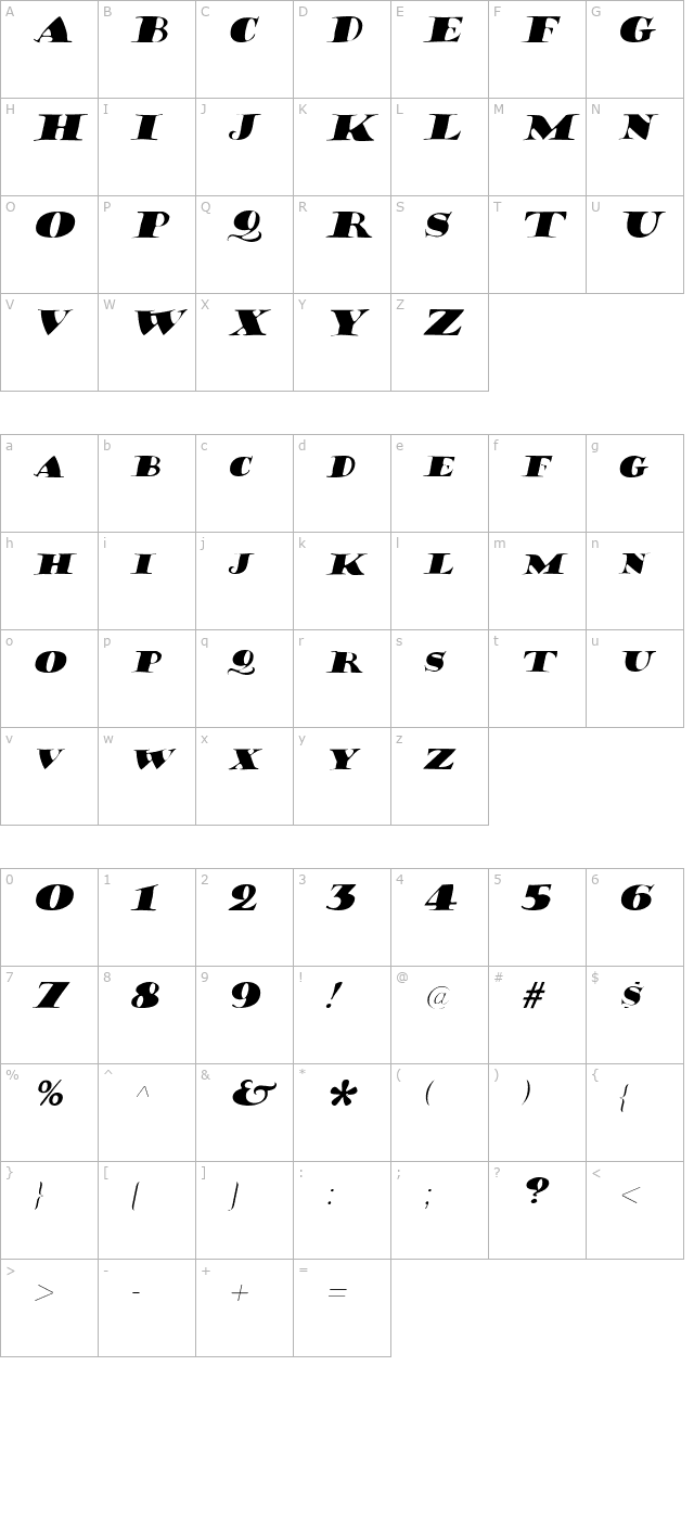 hermann-italic character map