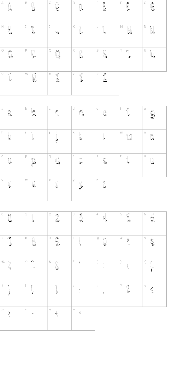 Hesitant Shadow character map