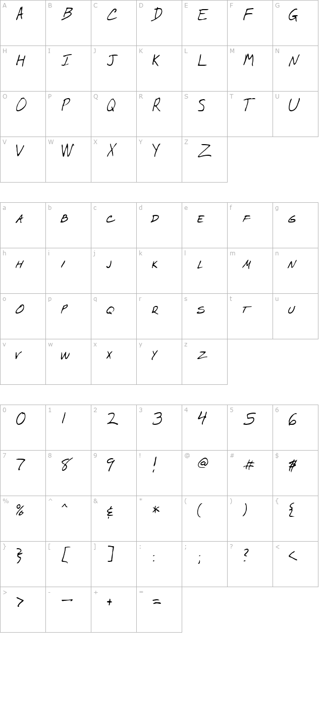 Hex Regular character map