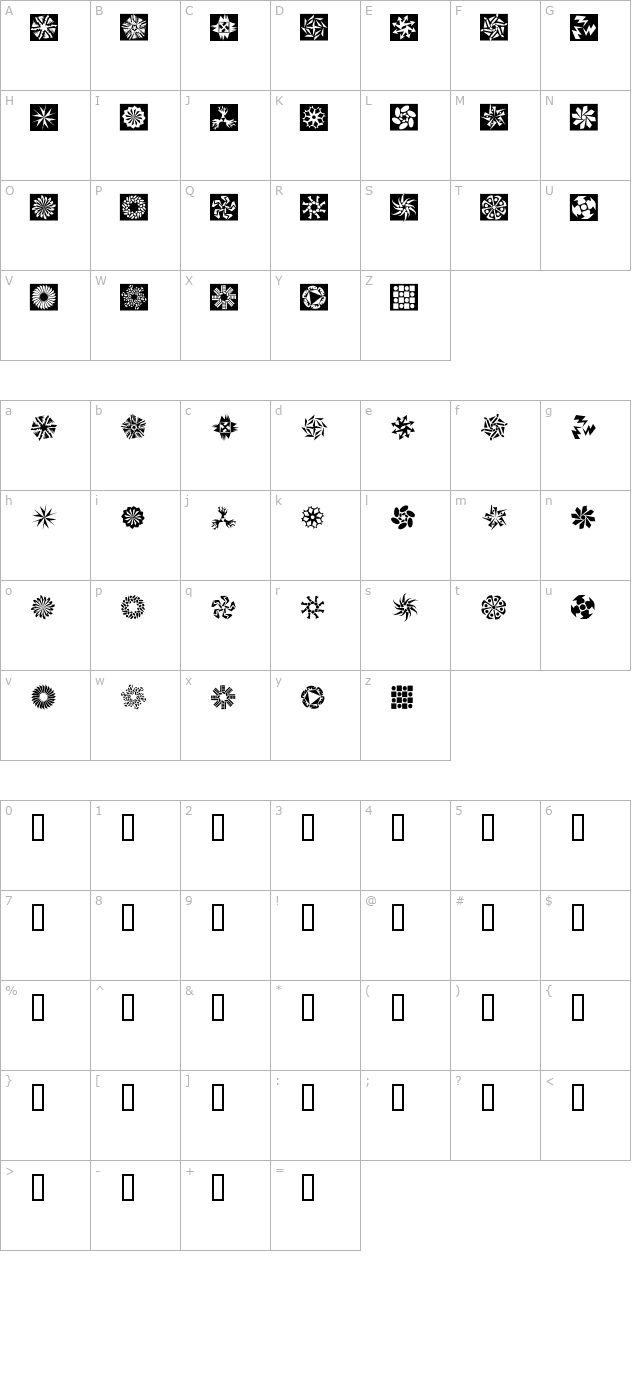 Hexstar character map