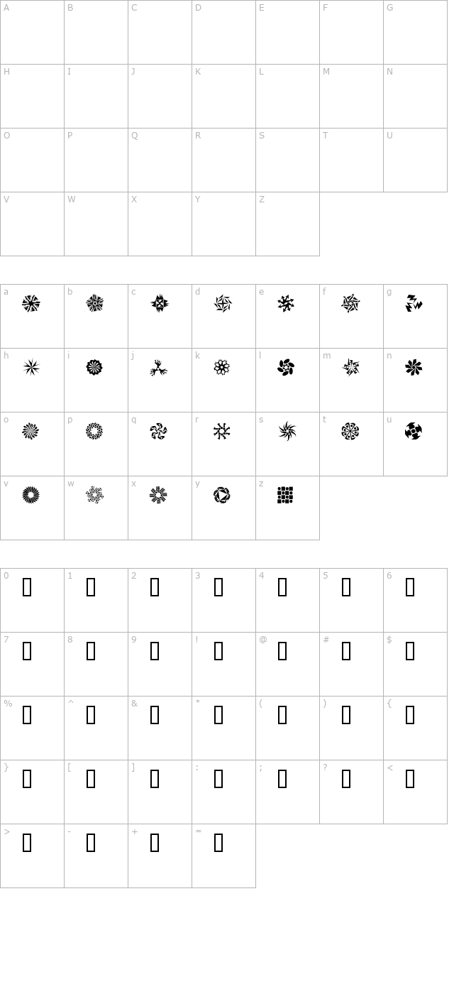 HexstarDEMO character map