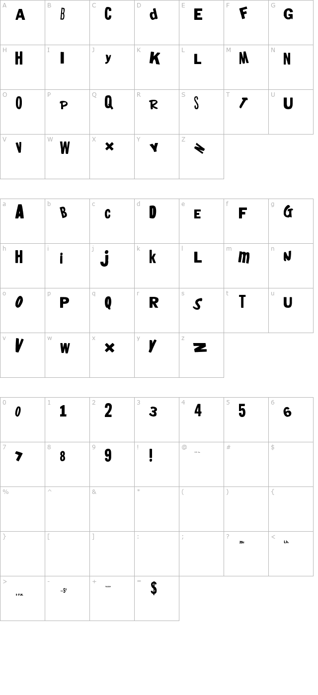 HeyMom! HeyDad! character map