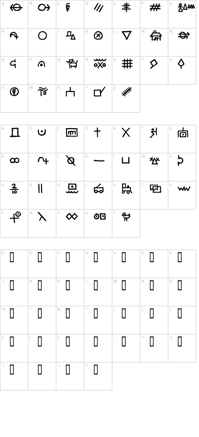 Hf Hobofont Sw character map