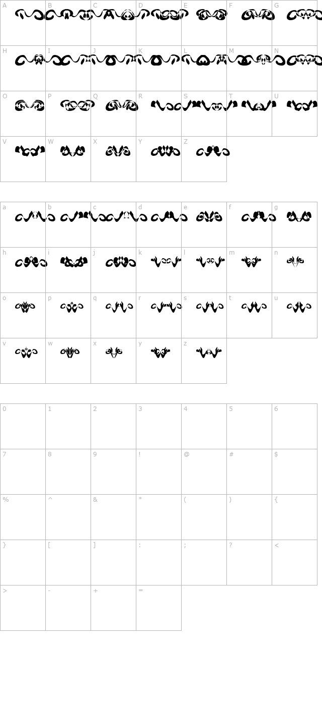 Hidden Ghosts character map