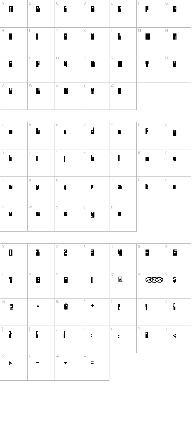 Highboot character map