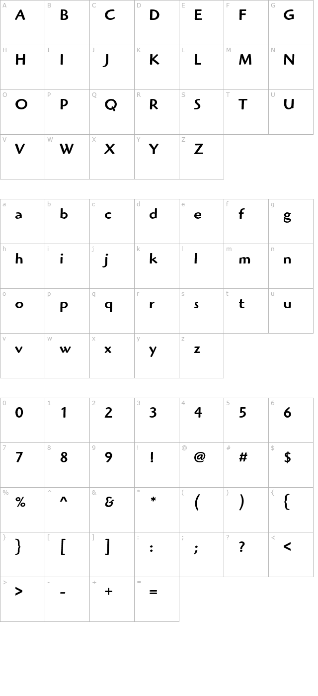 highlanderstd-medium character map