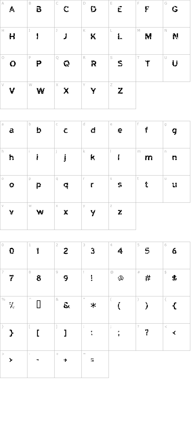 highway-to-heck character map