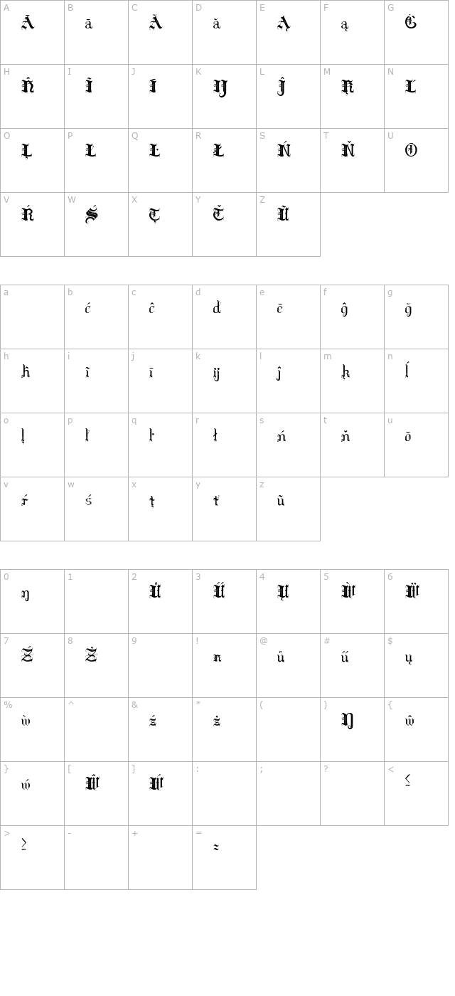 hilda-sonnenschein-extra-characters character map