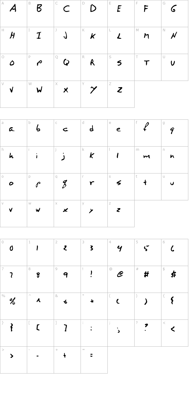 Hinto Regular character map