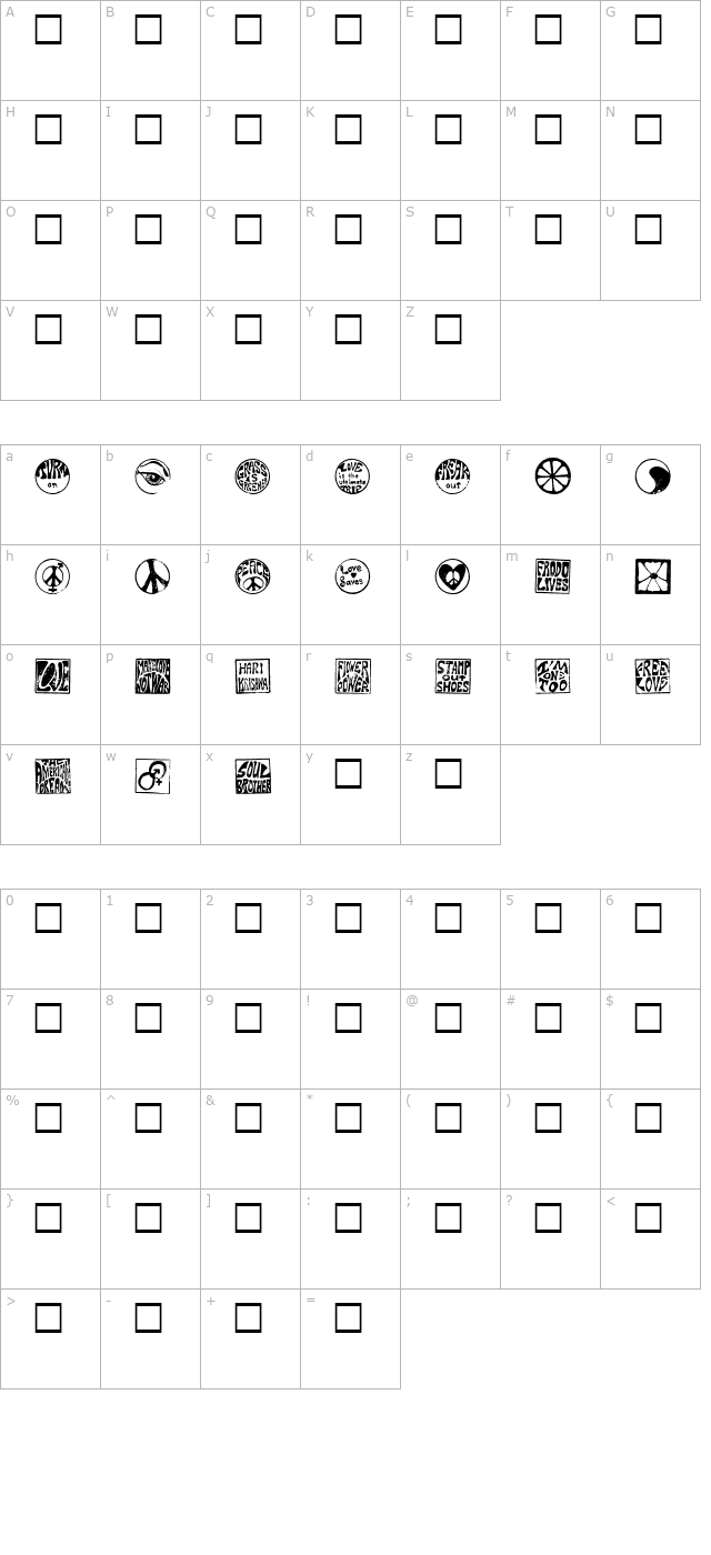 Hippy Stamp character map