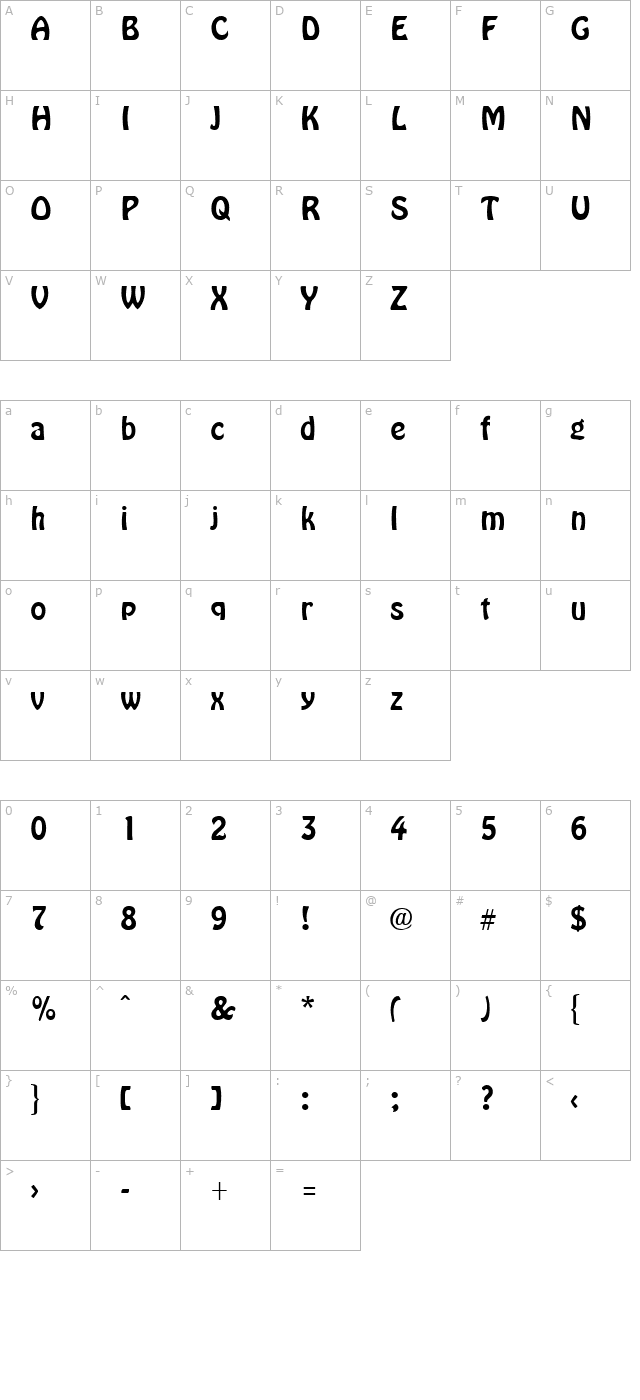 hobbyheadline-regular character map