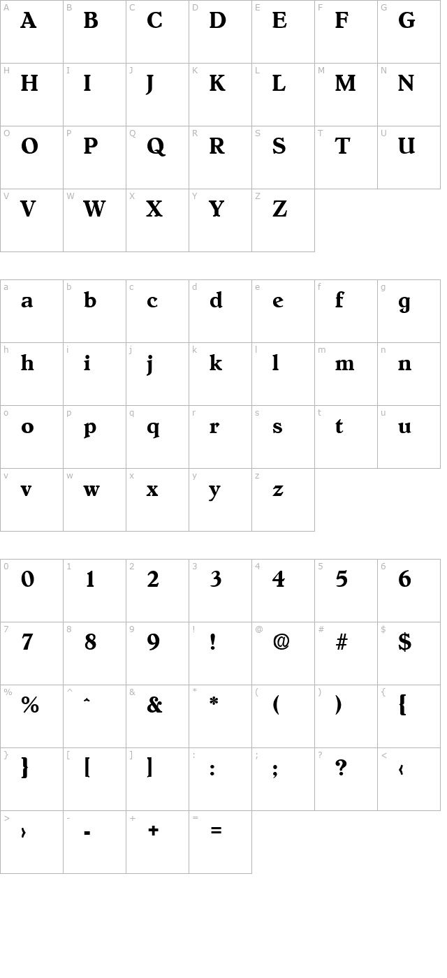 Hoboken-Bold character map