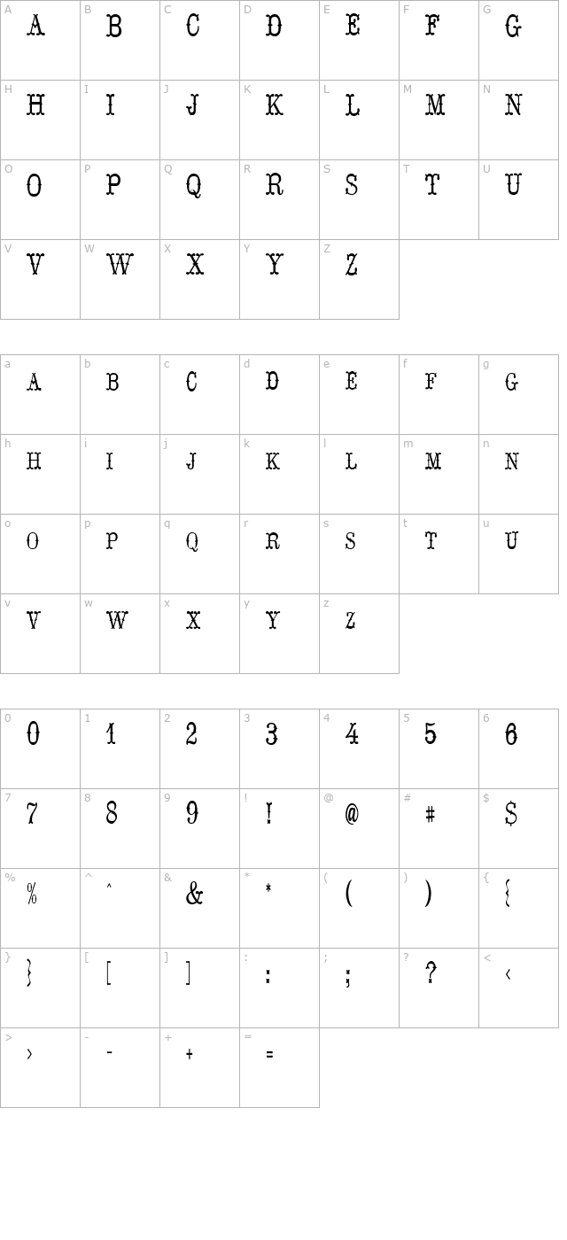 hoedown-regular character map