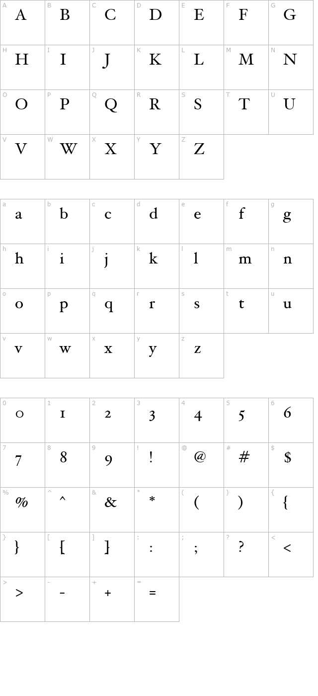 hoefler-text character map