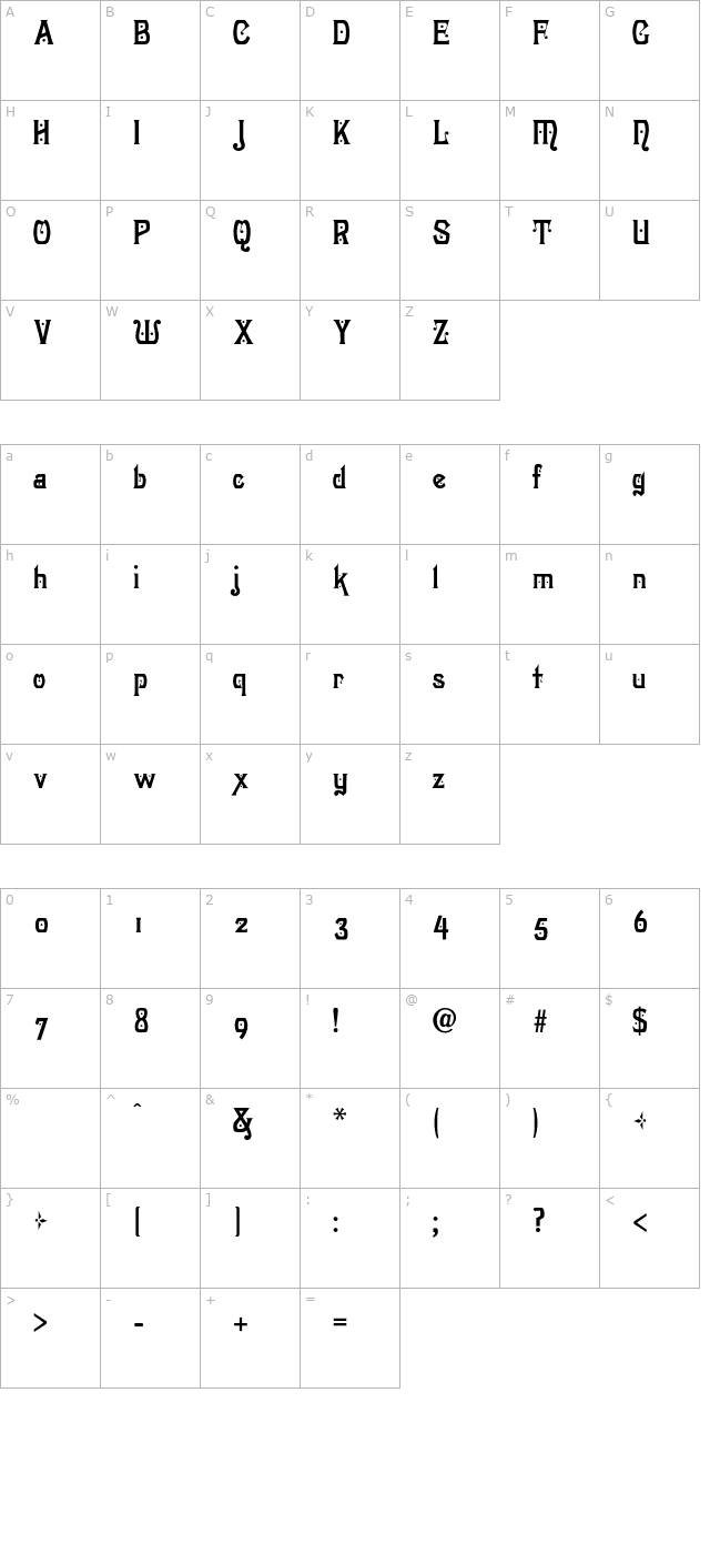 HogarthAntique-Normal character map