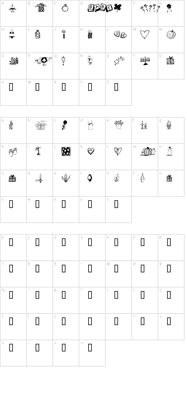 Holiday DoodlesToo character map