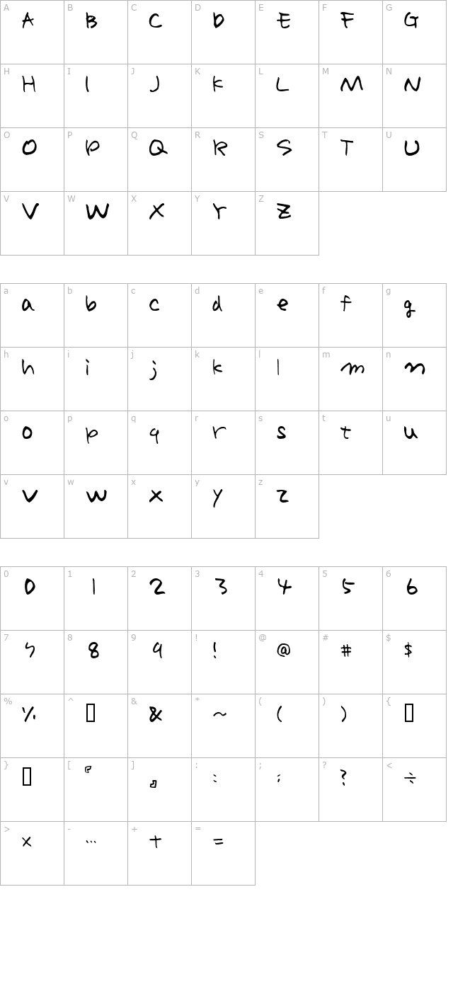 HolidayA character map