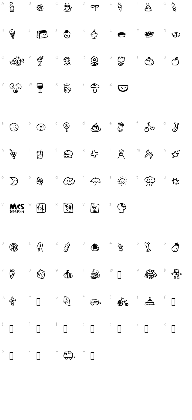 holidaybi character map