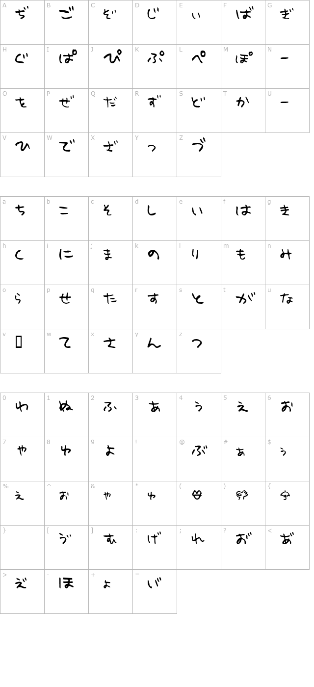 holidayh character map