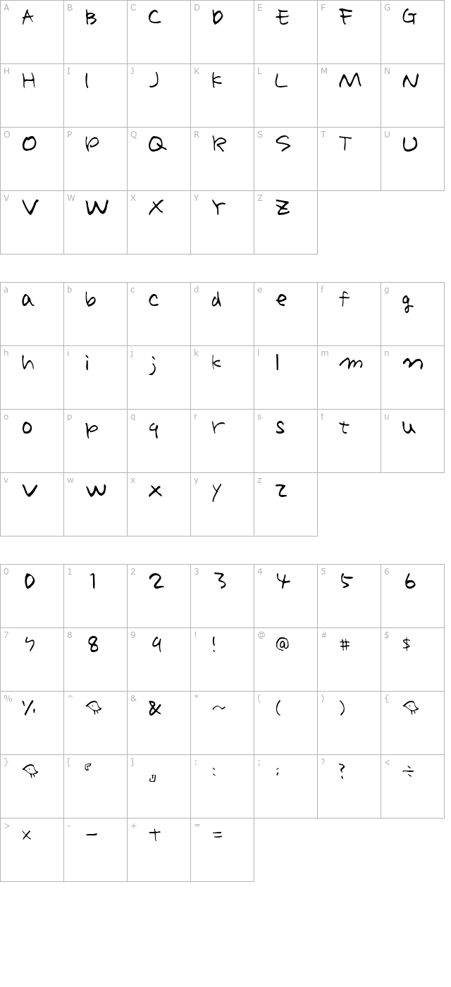 HolidayMDJP01 character map