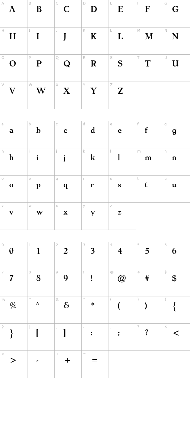 Hollandse CG Bold character map