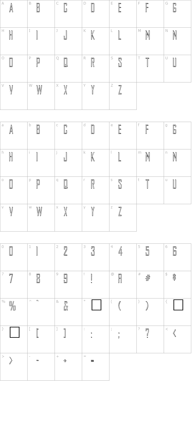 HollowGothic Caps Medium character map