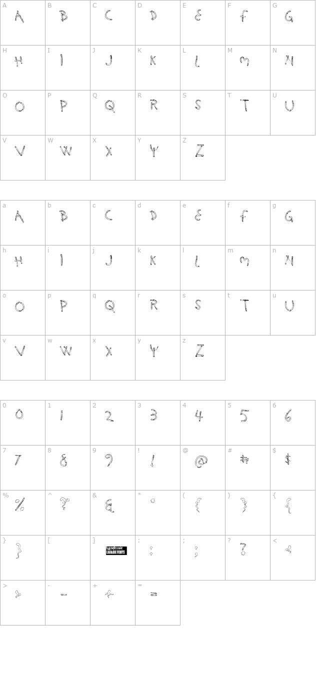 Holy Smokes character map