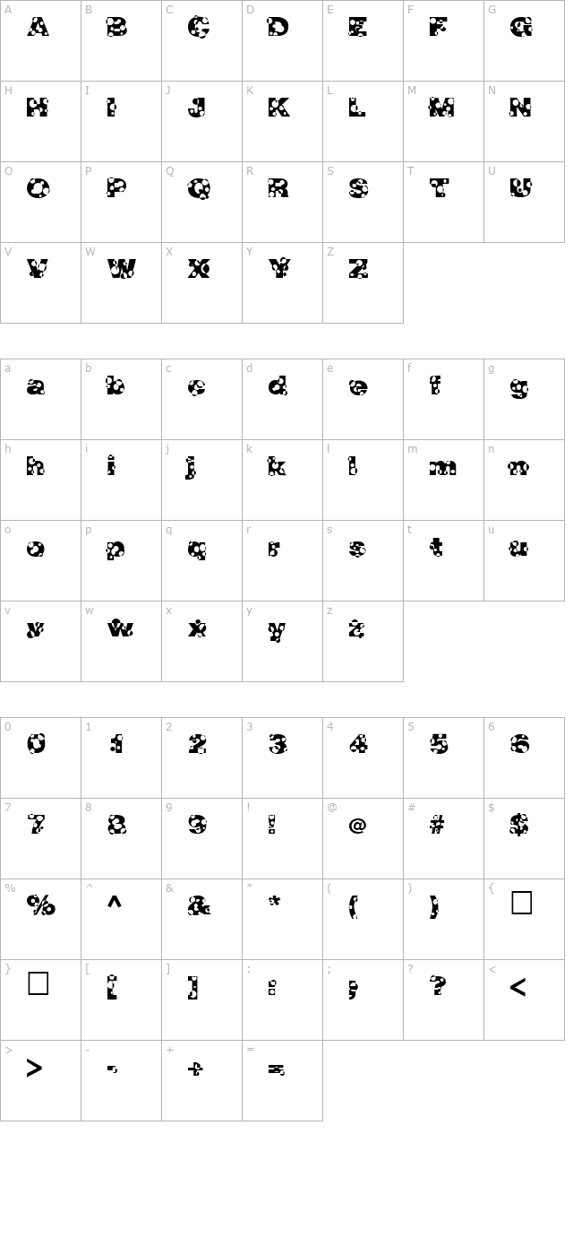 holymoly-normal character map