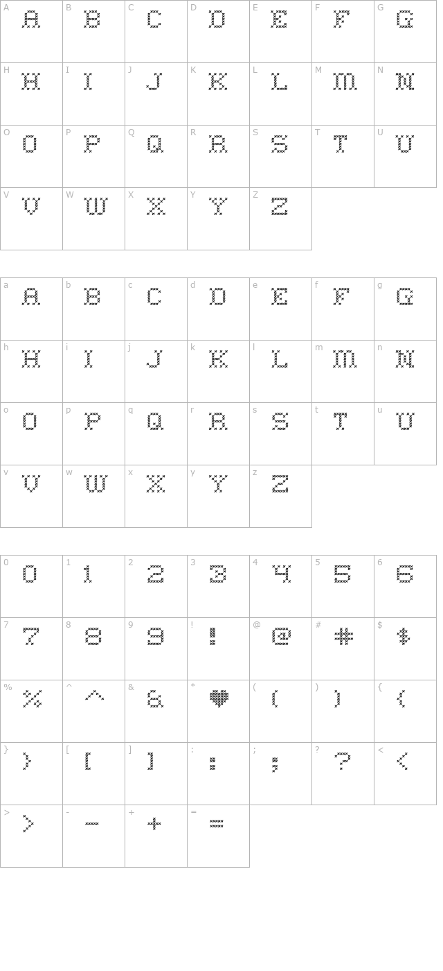 home-sweet-home character map