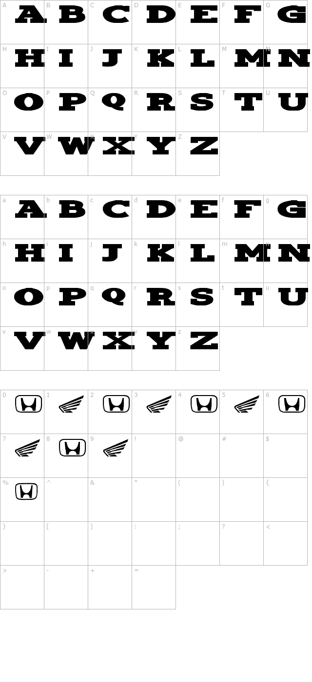 honda character map