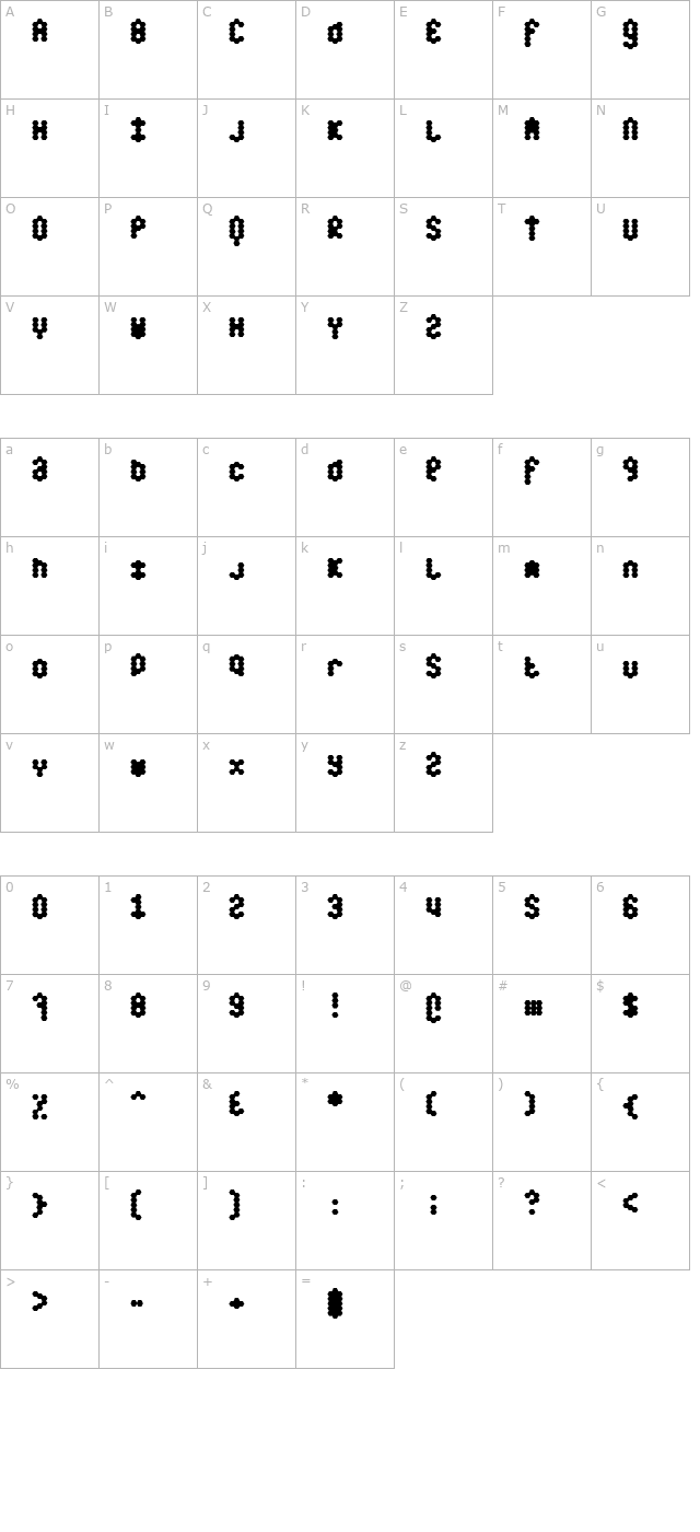 honey Bold character map