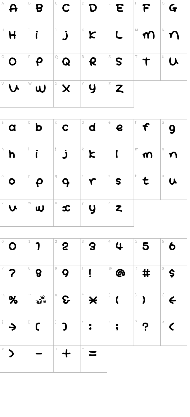 HoneyBold character map