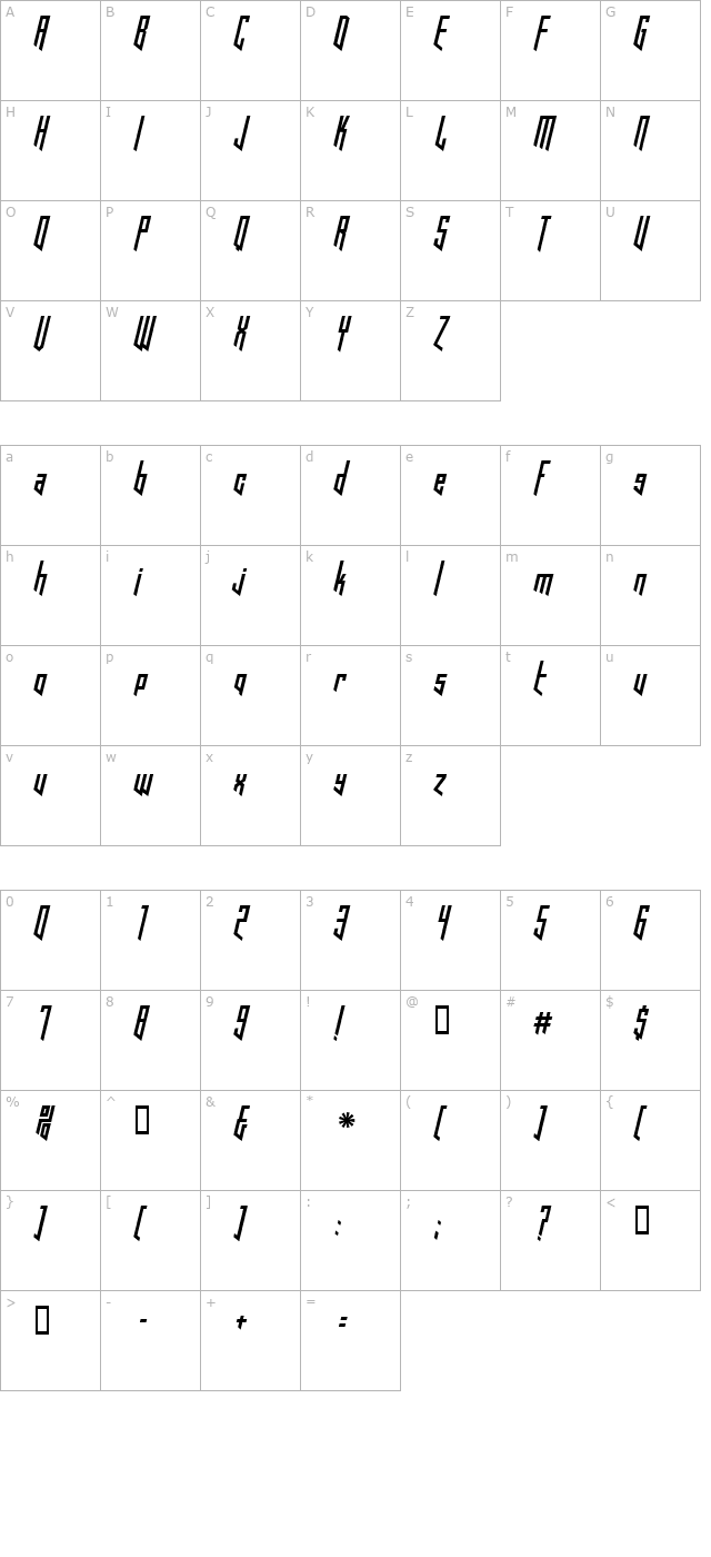 Hooked Up 101 character map