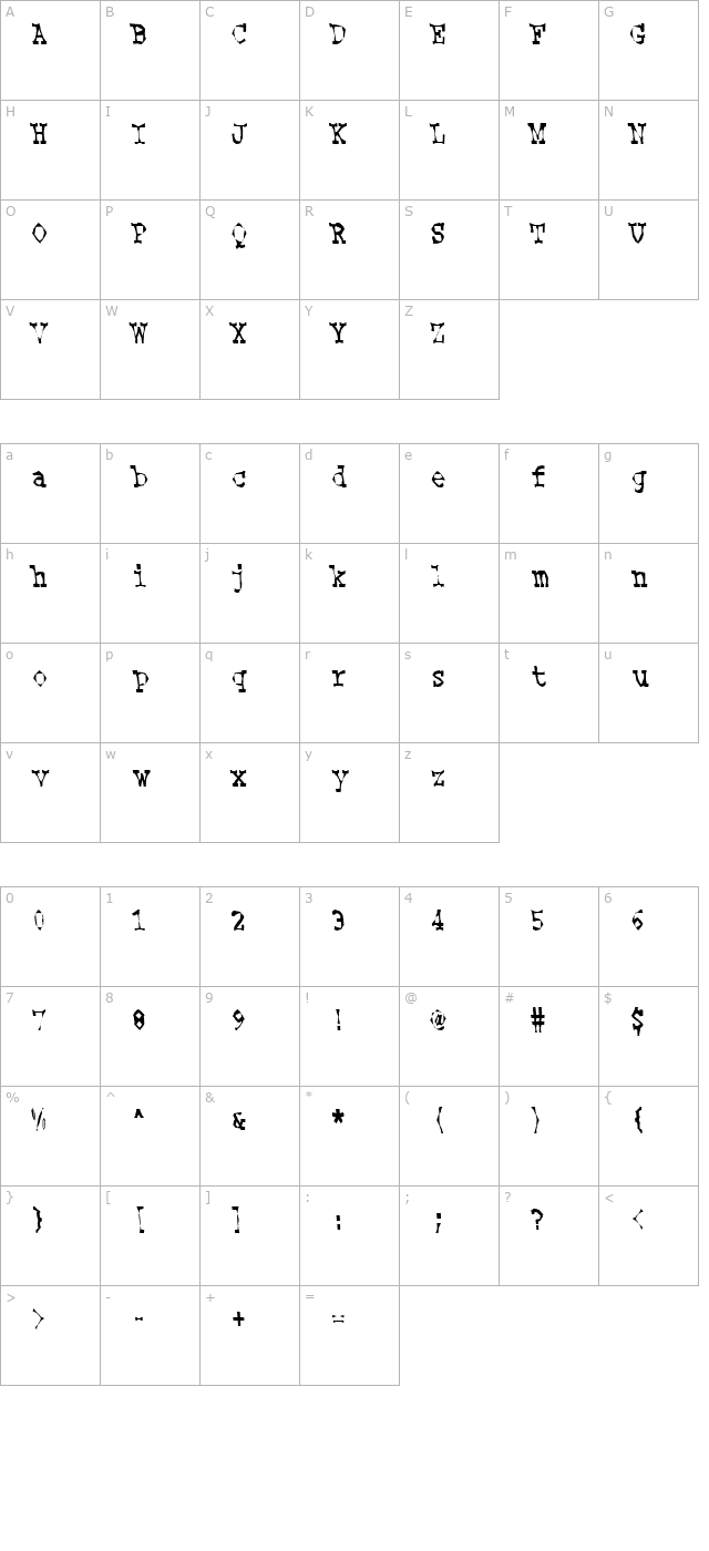 hooker-lee character map