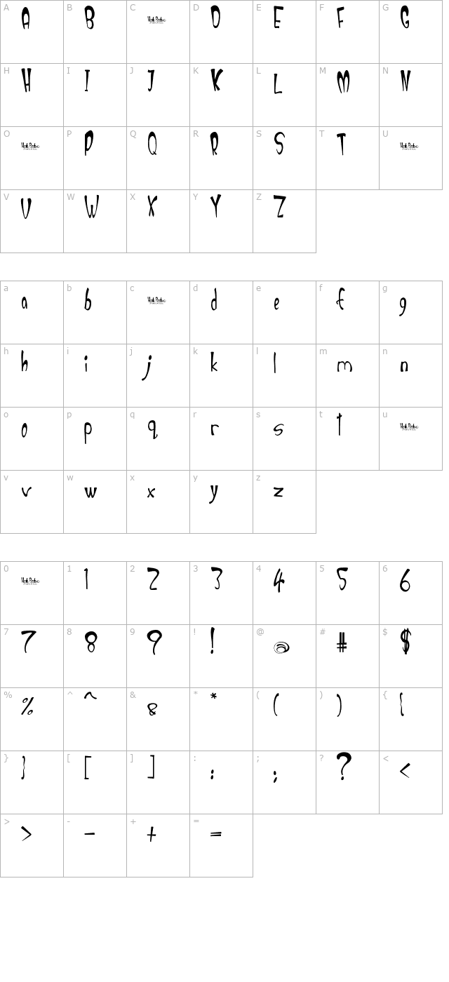 hoola-boola character map