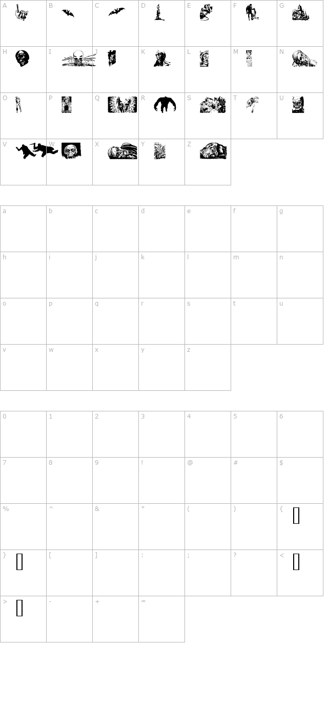 horror-dingbats-eerie-edition character map