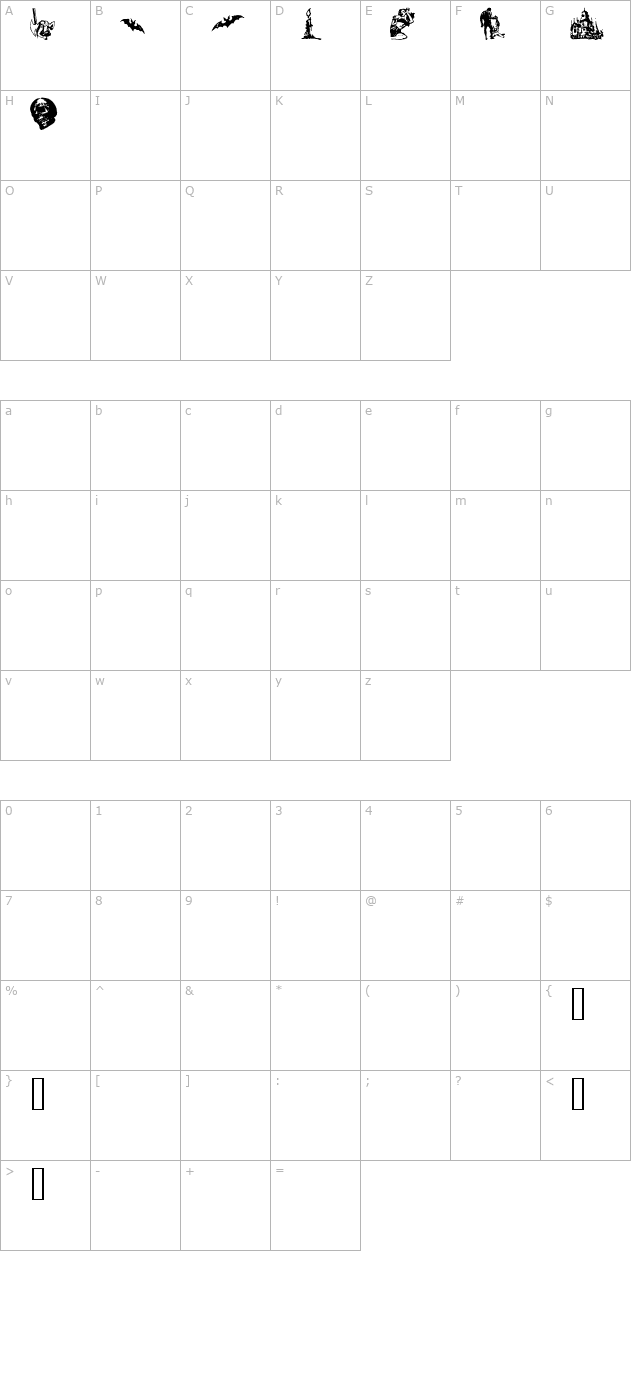 horror-dingbats character map