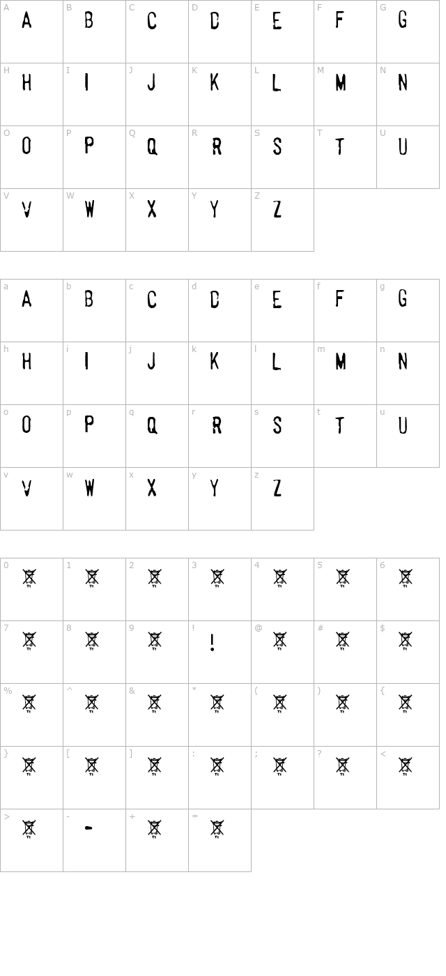 Horrorshow character map