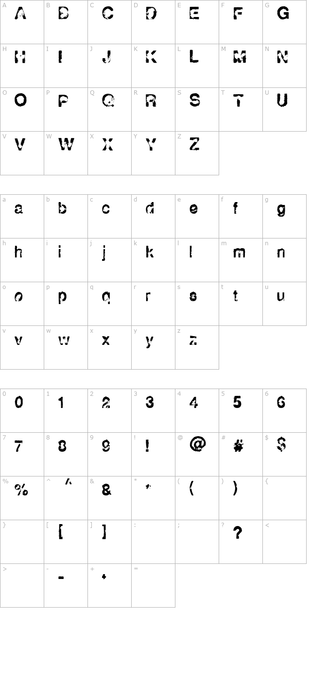 Horse Puke character map