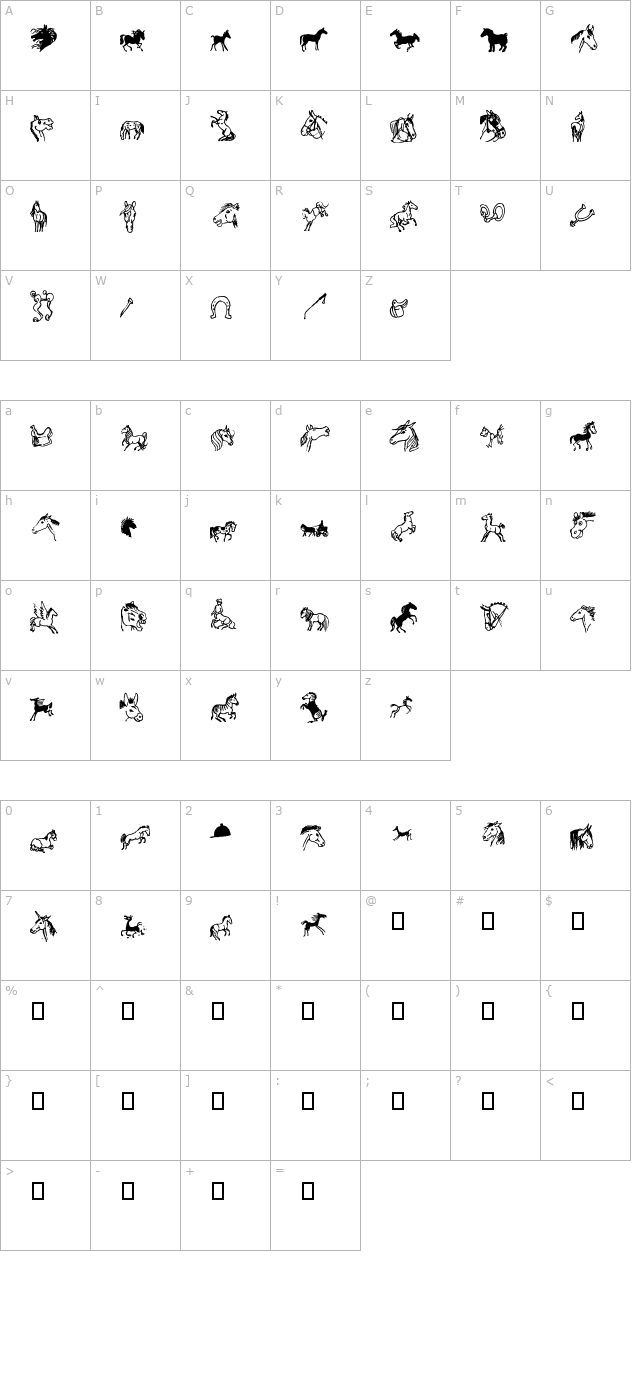 horsedings character map