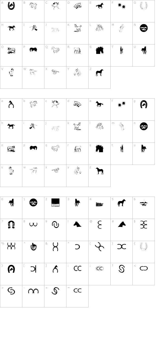 horses character map