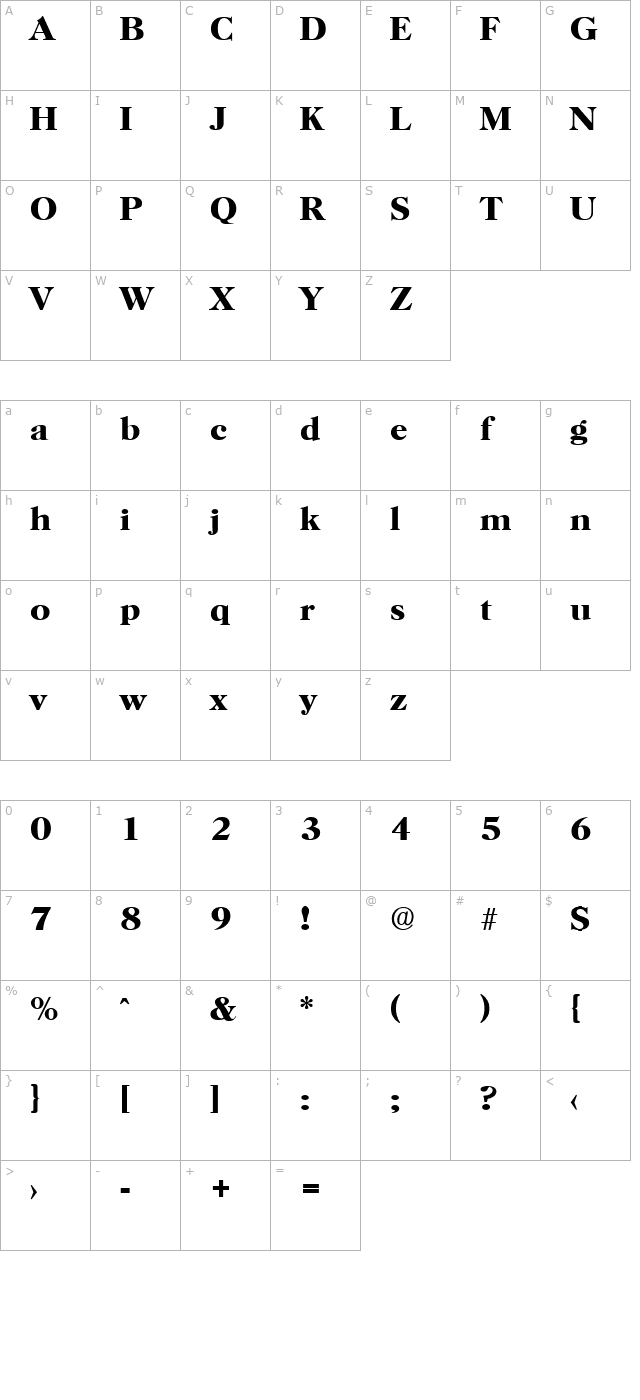 horsham-demibold character map