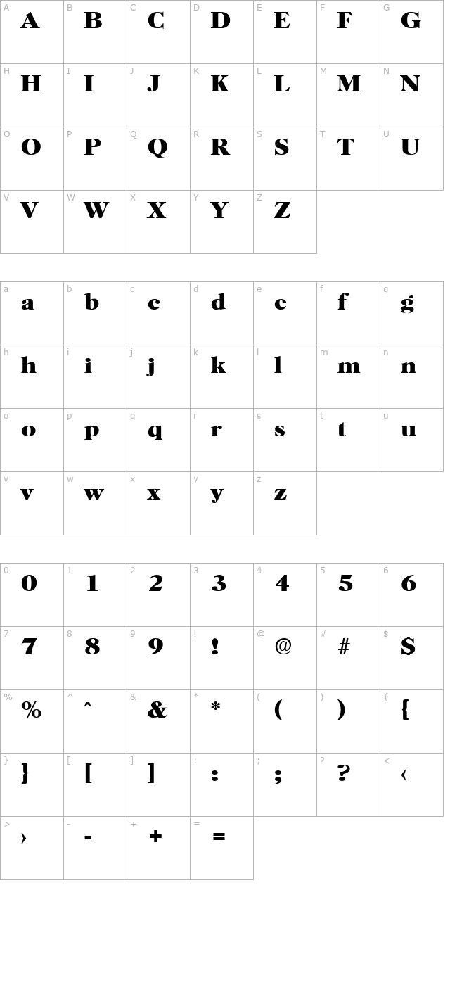 Horsham-Serial-ExtraBold-Regular character map